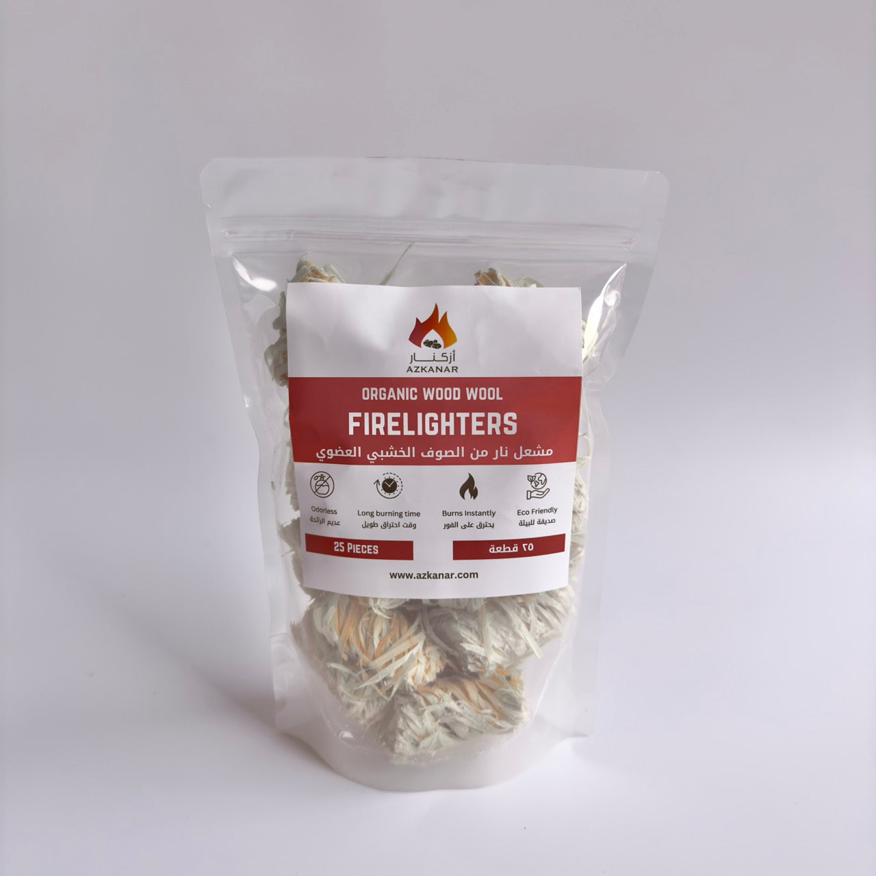Azkanar Firelighters - Eco Friendly Wood Wool Firelighters - 25 Pieces